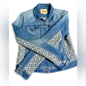 PAIGE Women's Vermont Denim Jacket with Woven Insert Embellishment